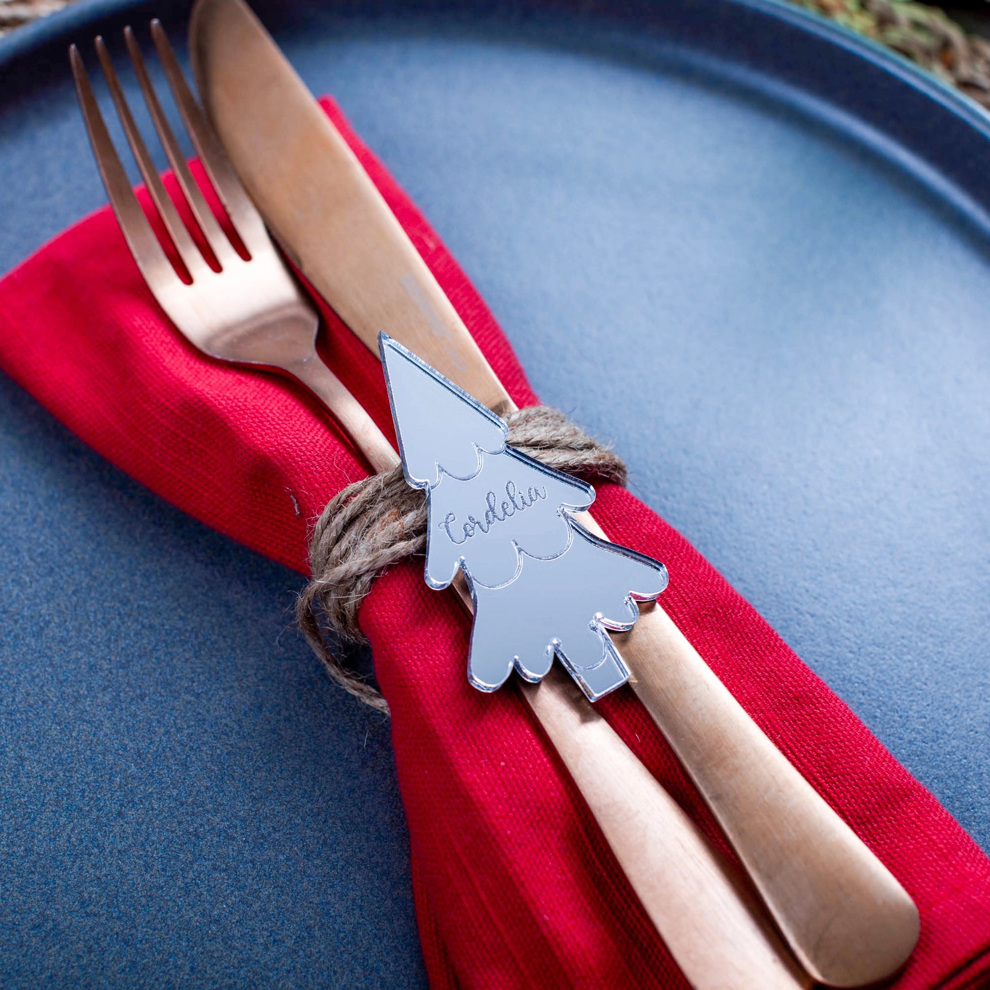 Luxury silver mirror acrylic Christmas table name tag