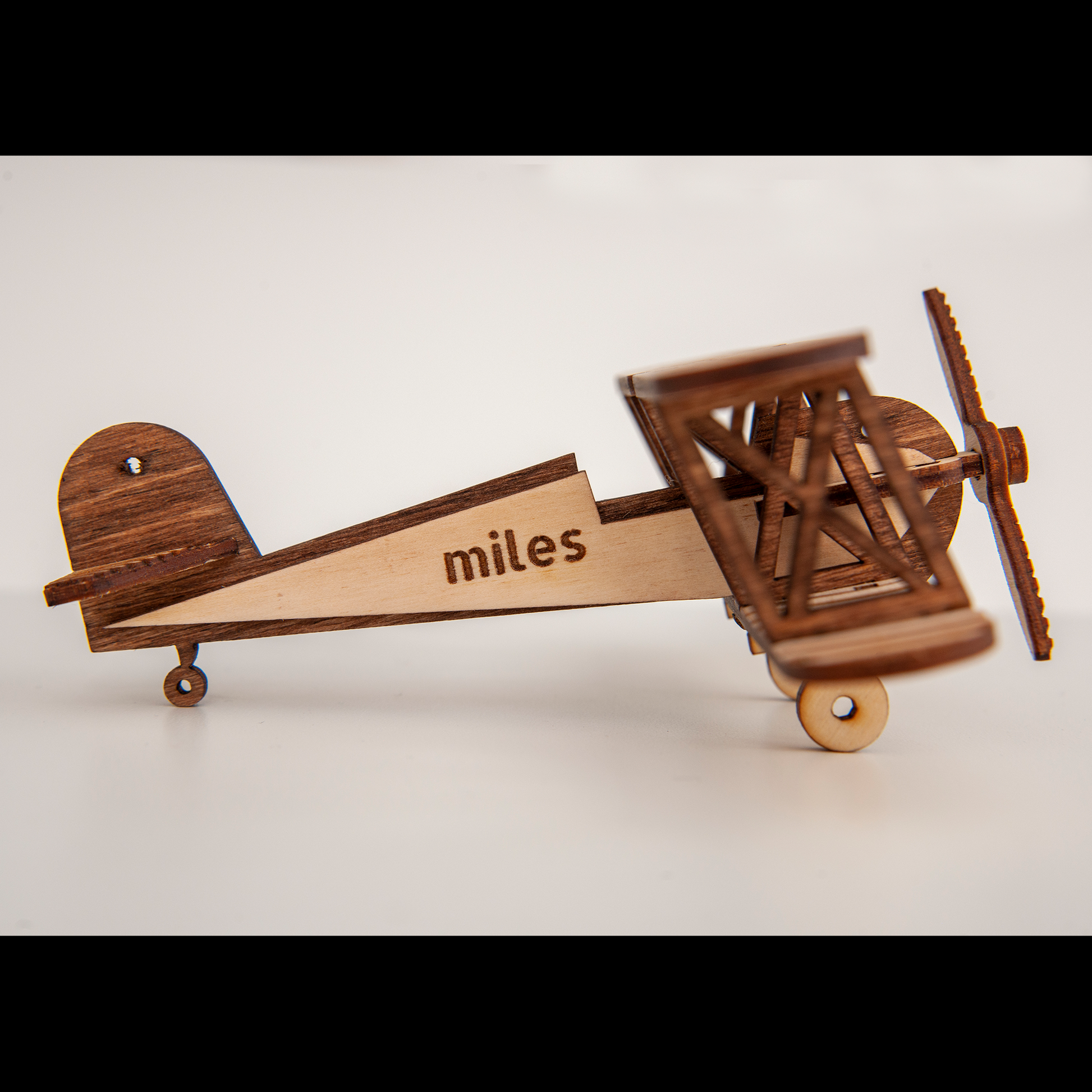 DIY wooden airplane model puzzle with precise laser-cut pieces