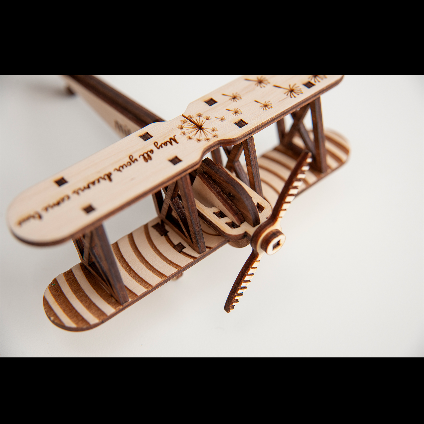 DIY laser cut wooden airplane puzzle kit for children