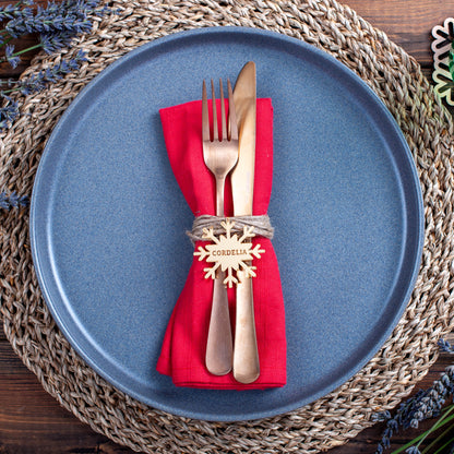 Contemporary Christmas table setting with subtle personalised details