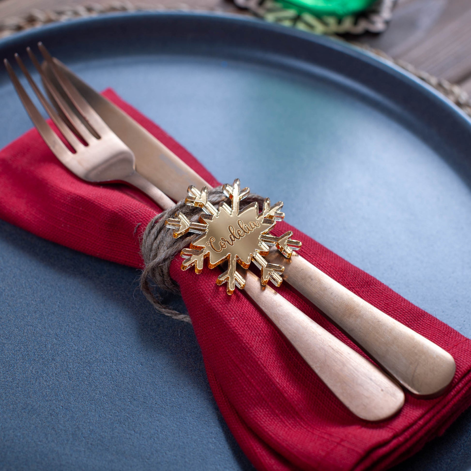 Custom name snowflake ornament for winter table styling