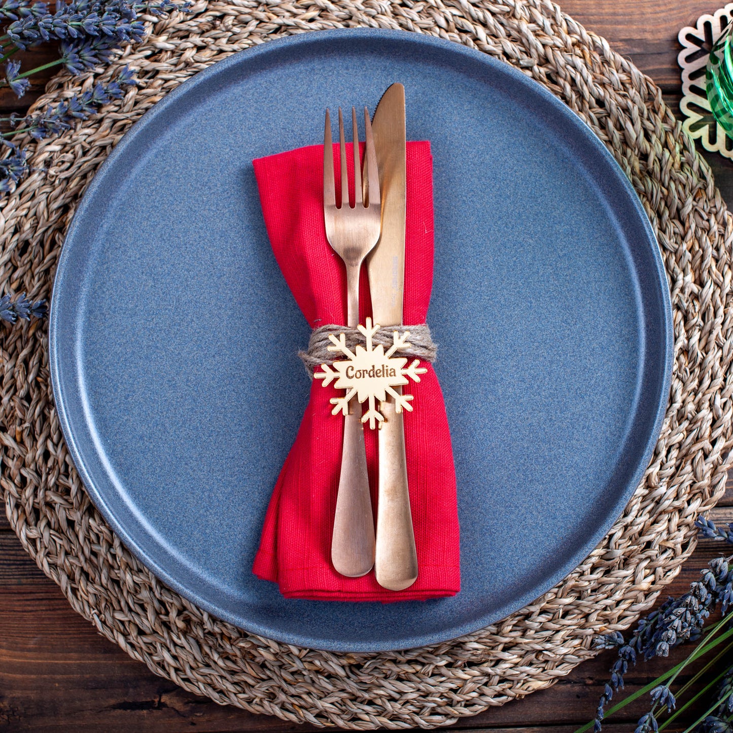 Elegant engraved snowflake used as place setting or keepsake