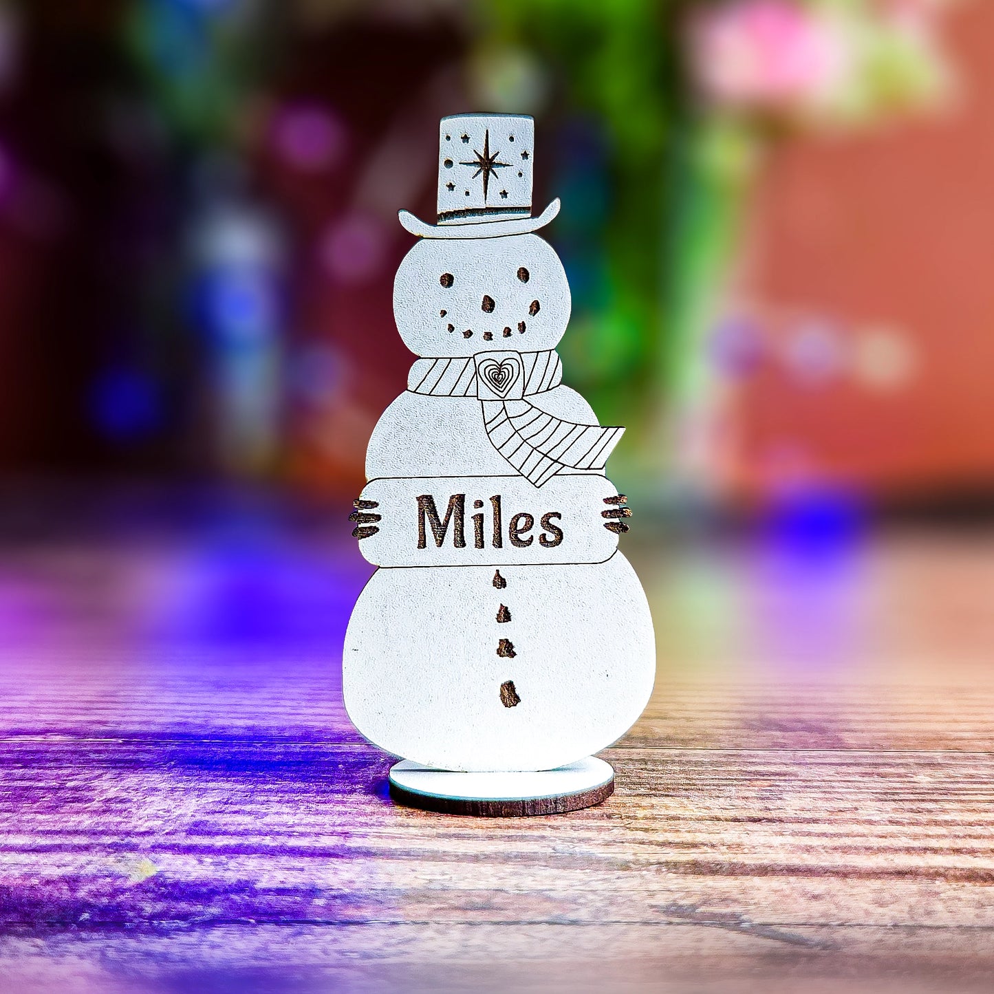 Custom snowman place card for Christmas table setting personalised with name