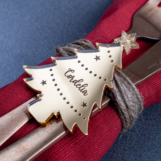 Modern acrylic Christmas tree place name for festive table