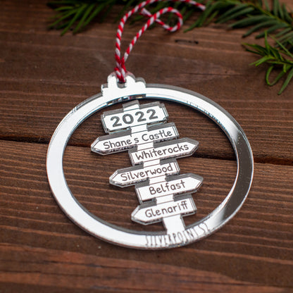 Personalised Travel Places Sign Post Bauble – Couple Christmas Ornament | The Places We’ve Been Gift