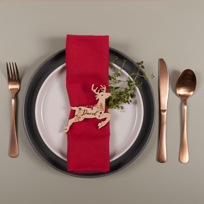 Engraved acrylic reindeer Christmas place card for winter wedding décor